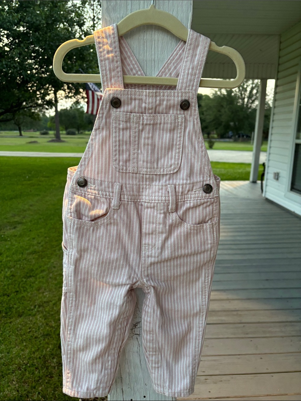 Old Navy Pink and White Striped Baby Overalls